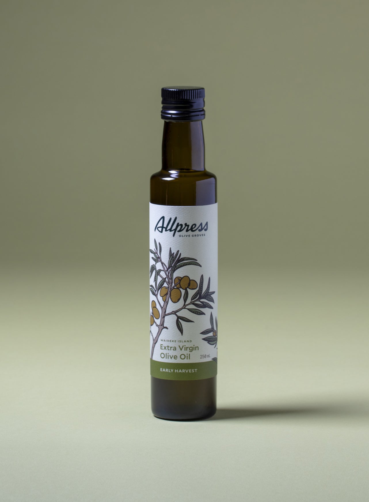 A bottle of Allpress Olive Groves - Early Harvest extra virgin olive oil