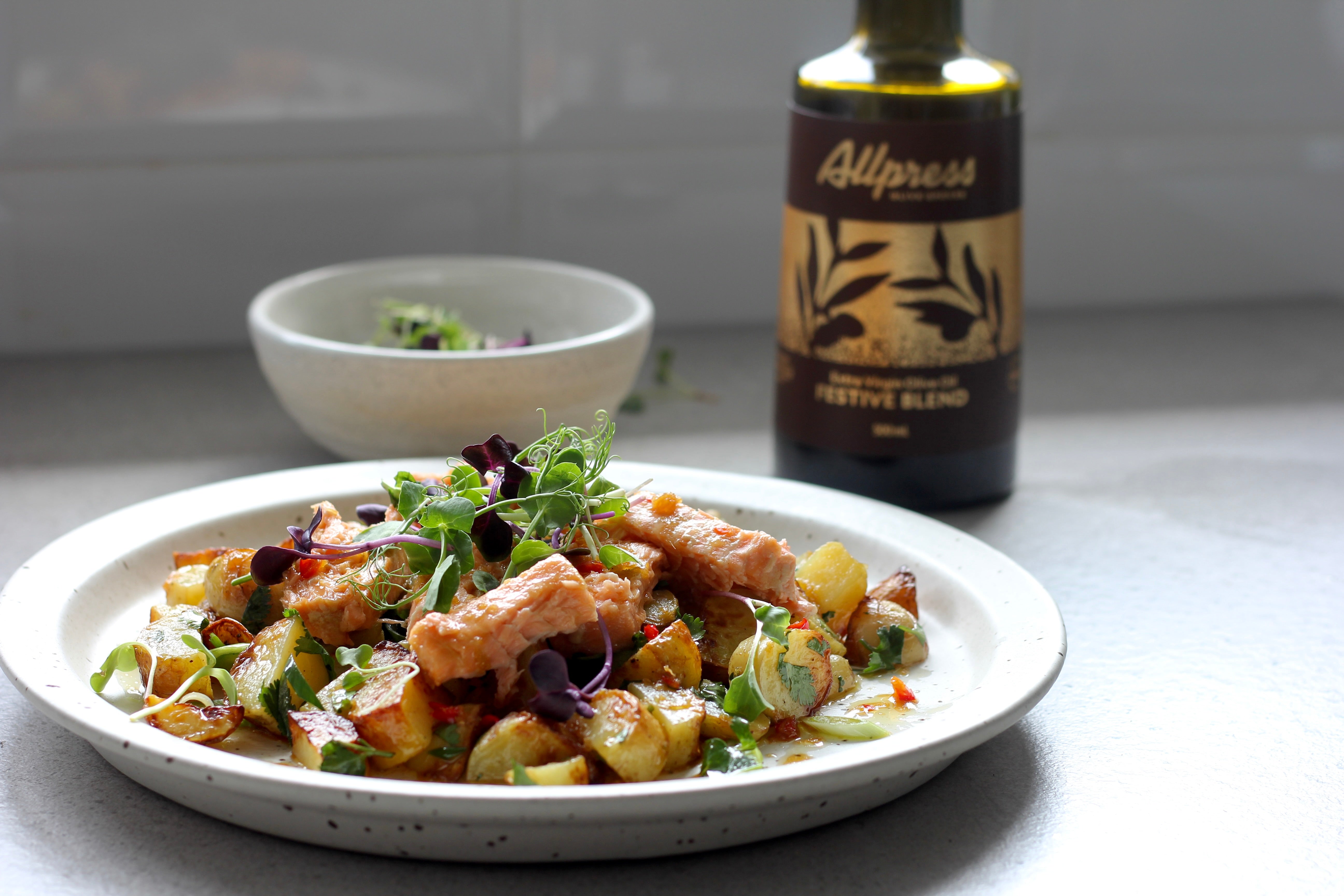 Recipe | Summer Salmon & Roast Potato Salad with Festive Blend EVOO ...