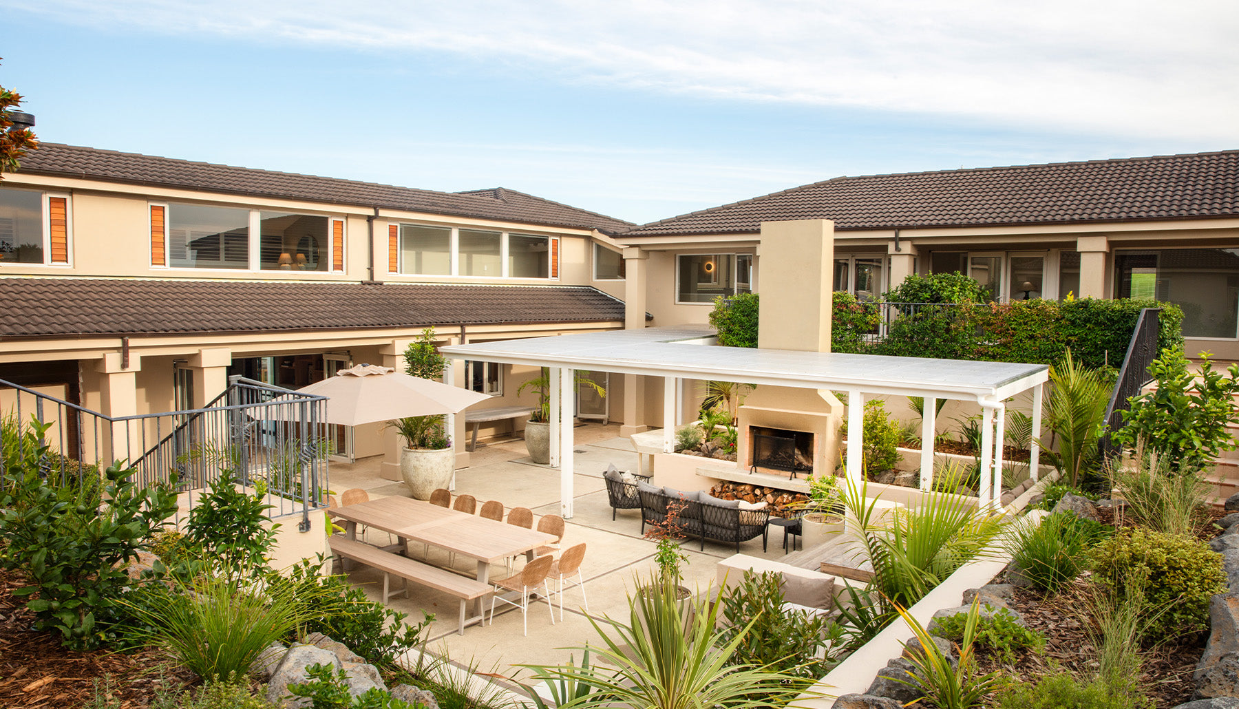 Patio at the Allpress Olive Groves the Estate on Waiheke Island