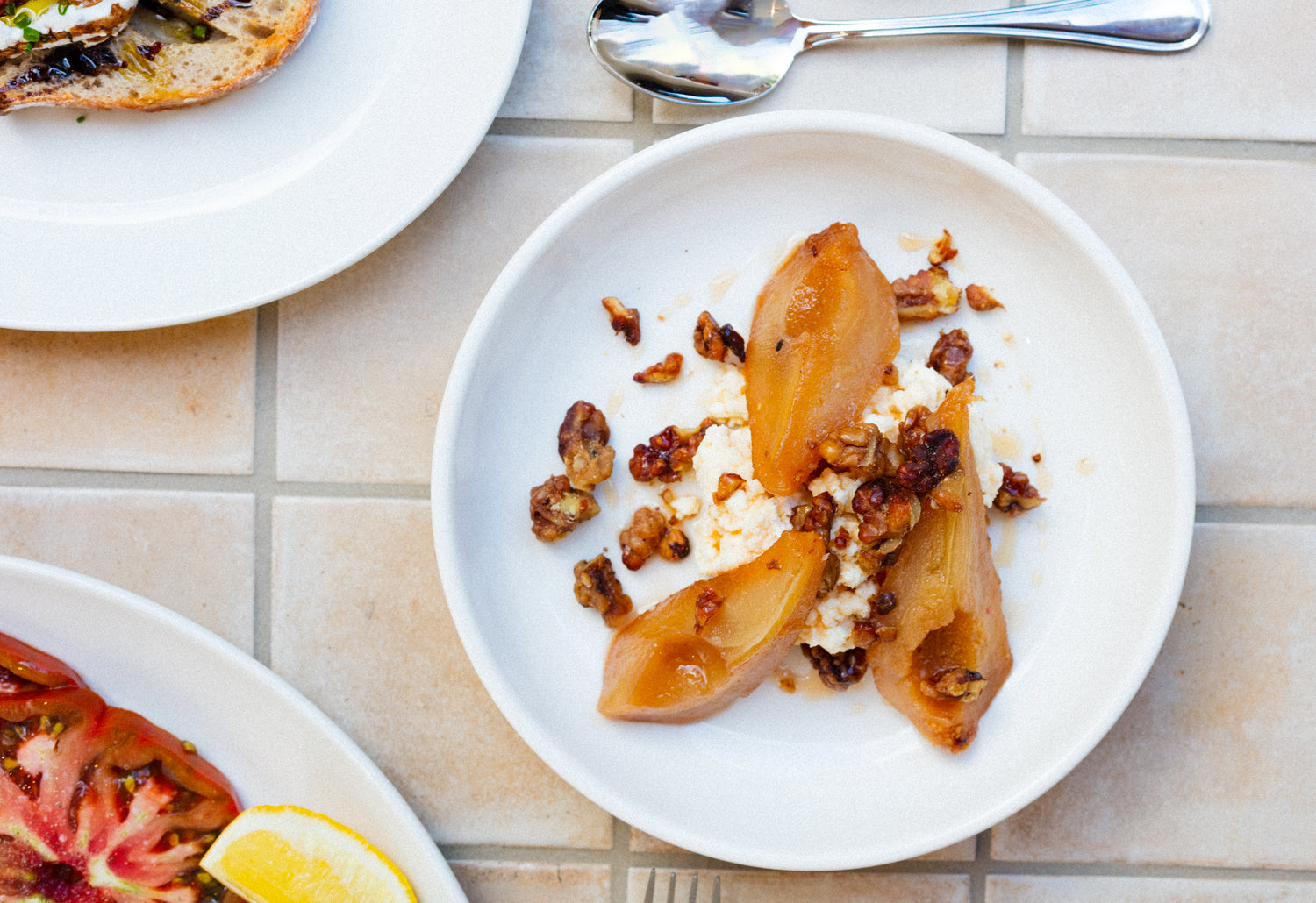 Allpress Bistro on Waiheke Island serving brunch. Poached pears